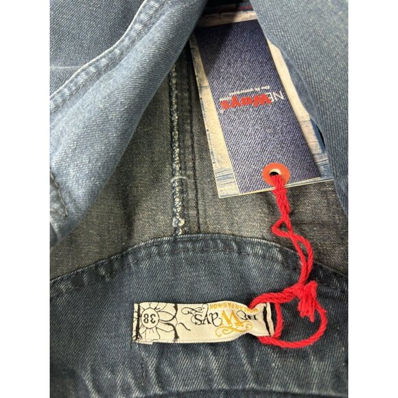 VTG Neways Sz 38 (8) Maxi Button Comfy Dark Denim Dress Sleeveless Collared NWT - Picture 3 of 10